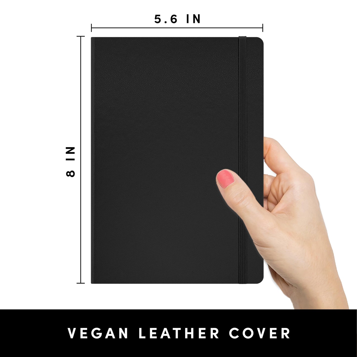 PAPERAGE Blank Journal Notebook, (Black), 160 Pages, Medium 5.6 in x 8 in - 100 GSM Thick Paper – Hardcover Journaling Notebook for Work, School, Note Taking or Sketching