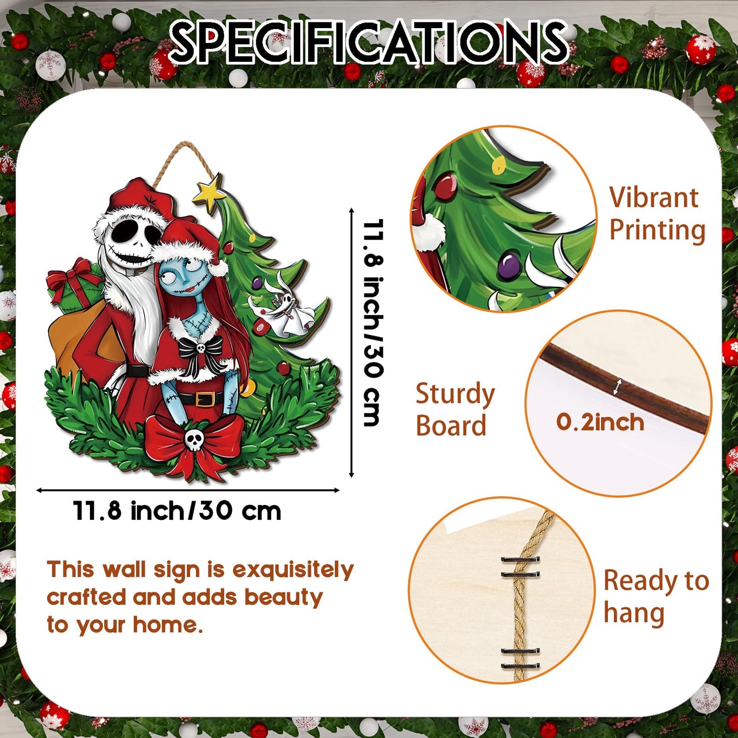 Christmas Decorations Hanging Sign Wooden Door Sign New Year Winter Xmas Decor Christmas Decorations for Home Party