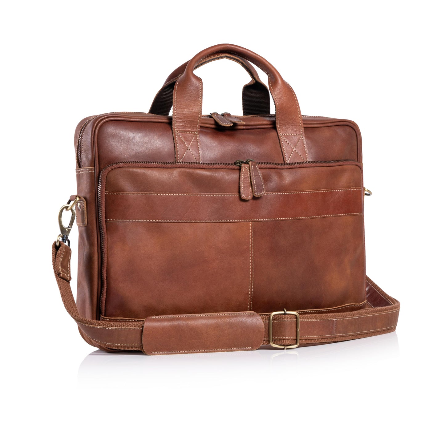 KomalC Leather briefcase 16 inch Laptop Messenger Bag for Men and Women Best Office Satchel Bag