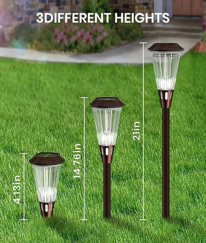 Super Bright Solar Pathway Lights 2 Pack, 2-in-1 Warm&Cold Light 3000K/6500K Waterproof IP65, Outdoor Solar Powered Lights for Garden,Path,Yard,Driveway,Landscape