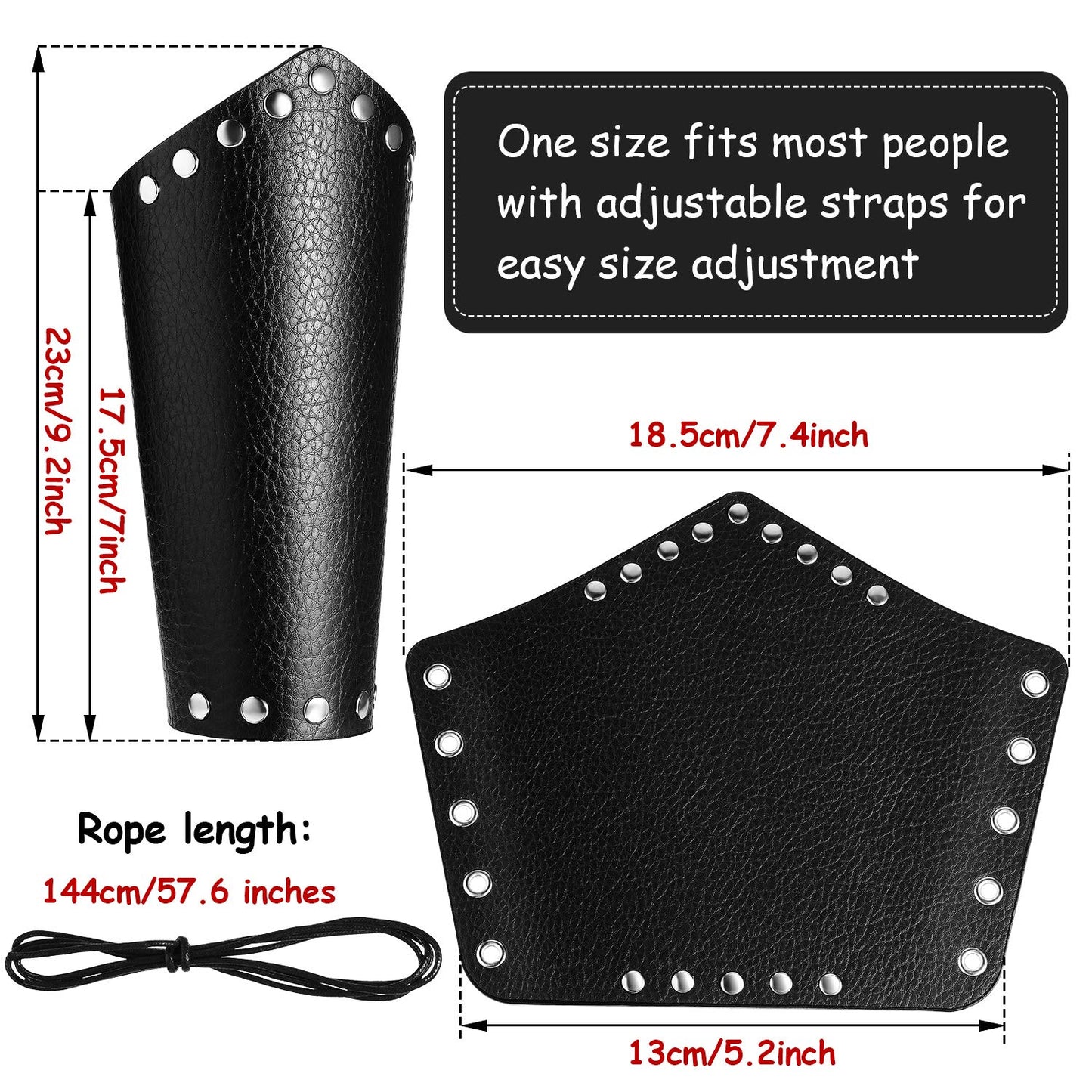 2 Pieces Unisex Faux Leather Gauntlet Wristband Arm Guards Viking Wrist Guard Medieval Knight Bracers for Steampunk Cosplay Party Accessories (Black)