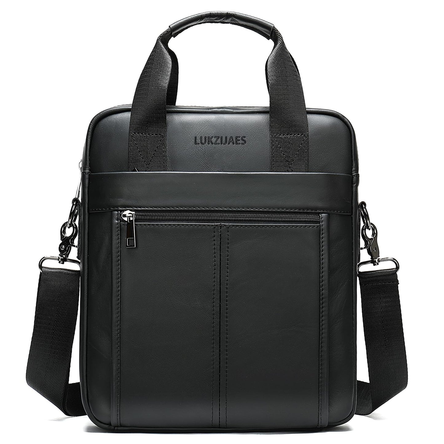LUKZIJAES Genuine Leather Shoulder Messenger Bag for Men Adjustable Shoulders Sling Crossbody Bags for Travel Work Business Handbag (3#-Black)