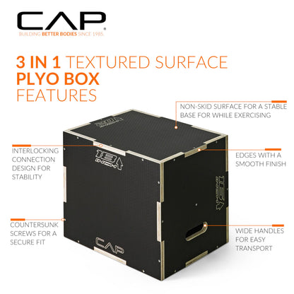 CAP Barbell 3-in-1 Rubber Textured Plyometric Box 20in x 18in x 16in