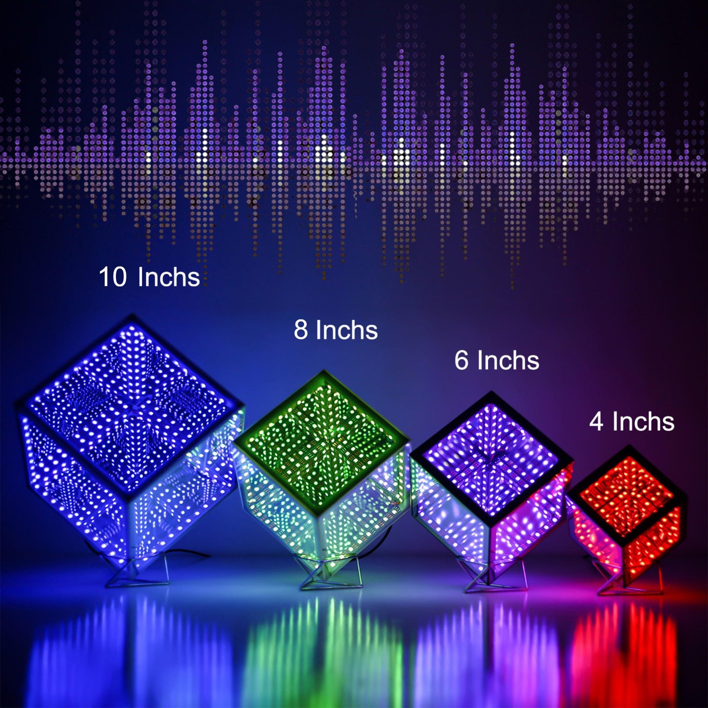 Heepulor Infinity Mirror Hyper Cube Table Lamp, Desk Art Night Light, Color-Changing Music-Sync APP-Controlled Ambient Light for Gaming, Party, Home, Gift (8.2 Inches)