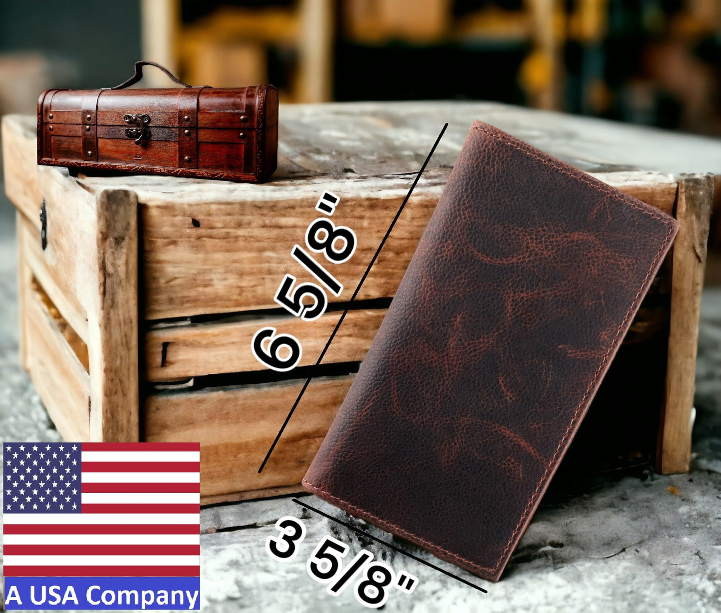 F&L CLASSIC Men's RFID Vintage Look Genuine Leather Long Bifold Wallet Checkbook Wallets,hard wax crunch,240-52