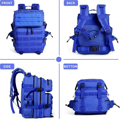 Tactical Backpack - 25L Military Molle Rucksack for Men & Women | Heavy Duty Klein Blue Daypack