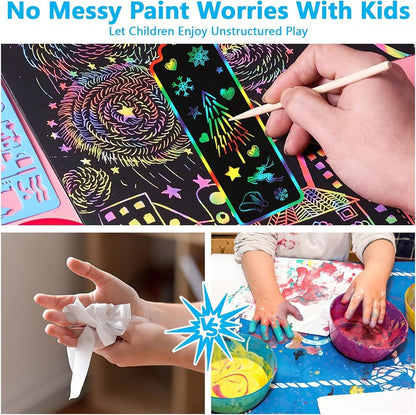 Scratch Art Sets for Kids - 40 Pieces in 5 Styles | Rainbow Scratch Paper & DIY Art Craft Party Favors