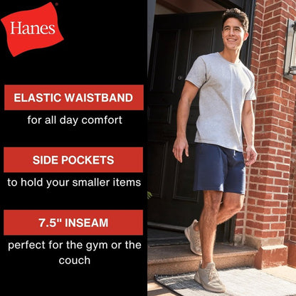 Hanes Mens Jersey Cotton With Pocket Workout-and-training-shorts, Charcoal Heather, X-Large US