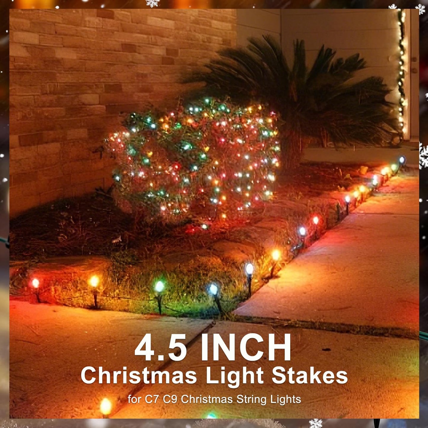 100 Pack Christmas Light Stakes, 4.5 Inch Lighting Stakes for C7 C9 Christmas Lights Outdoor, Yard Stakes,Garden,Lawn,Pathway, Patio, Path, Walkway, Christmas Decoration Green