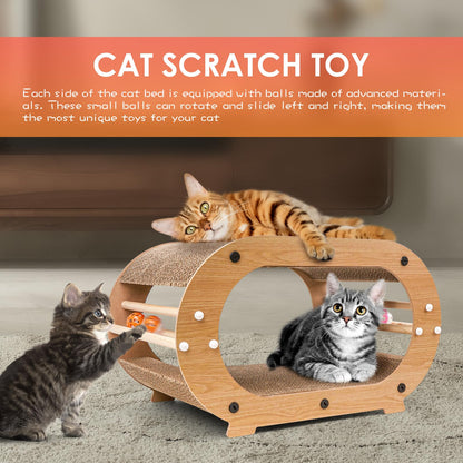 Large Cat Scratcher Bed with Ball Toy - Cat Scratching Cardboard,100% Recycled Paper Cat Scratchers for Indoor Cats and Kitten, Chemical-Free Materials Cat Scratcher Lounge - Cat Scratch Pad