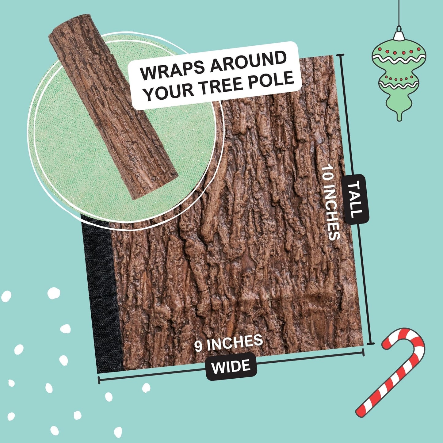 Realistic Faux Brown Bark Xmas Tree Skirt Hides Fake Pole, By Christmas Tree Hugger