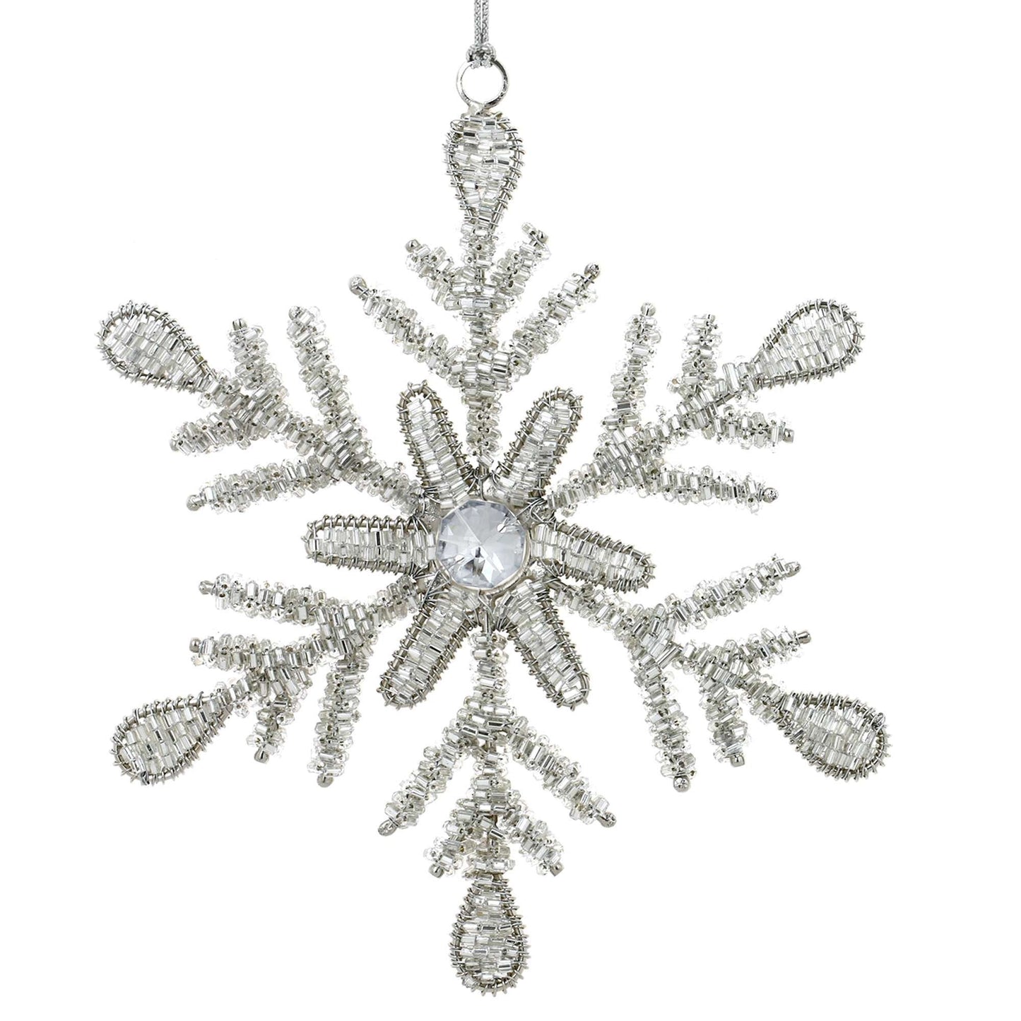 Handmade Snowflake Iron & Glass Pendant Christmas Tree Ornaments Set | ShalinIndia Elegant Hanging Decor for Home and Party Decoration | Ideal 6 Inches Christmas Decorations for Tree (E)