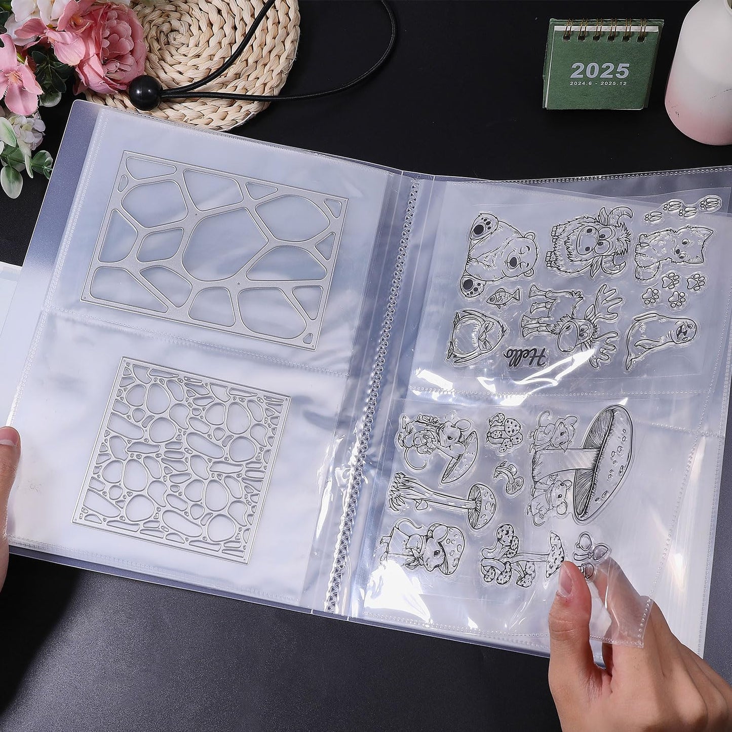 GLOBLELAND 80 Pockets Clear Stamps Storage Album Cut Dies Storage Bag Embossing Folder Keeper Cards Folder Bag for DIY Scrapbooking Arts Crafts Collecting 5.11x7inch