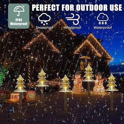 Christmas Solar Pathway Lights, Solar Tree Lights with Stake Landscape Lights Outdoor Waterproof Christmas Decorative Lights for Garden Yard Lawn Patio Walkway, 5 Pack