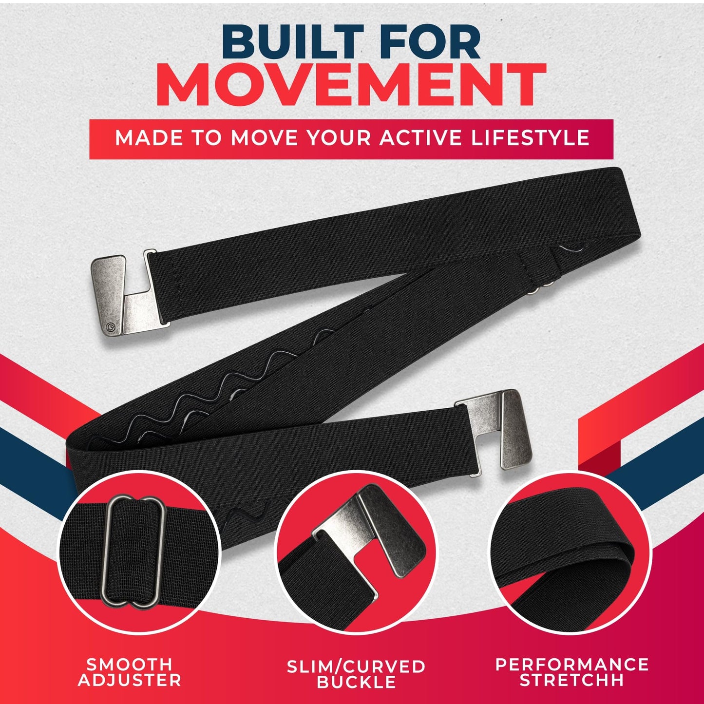 ONE-BELT No Show Invisible Elastic Belts for Women & Men 1.30" adjustable Non Slip No Buckle Bulge, Designed in USA.