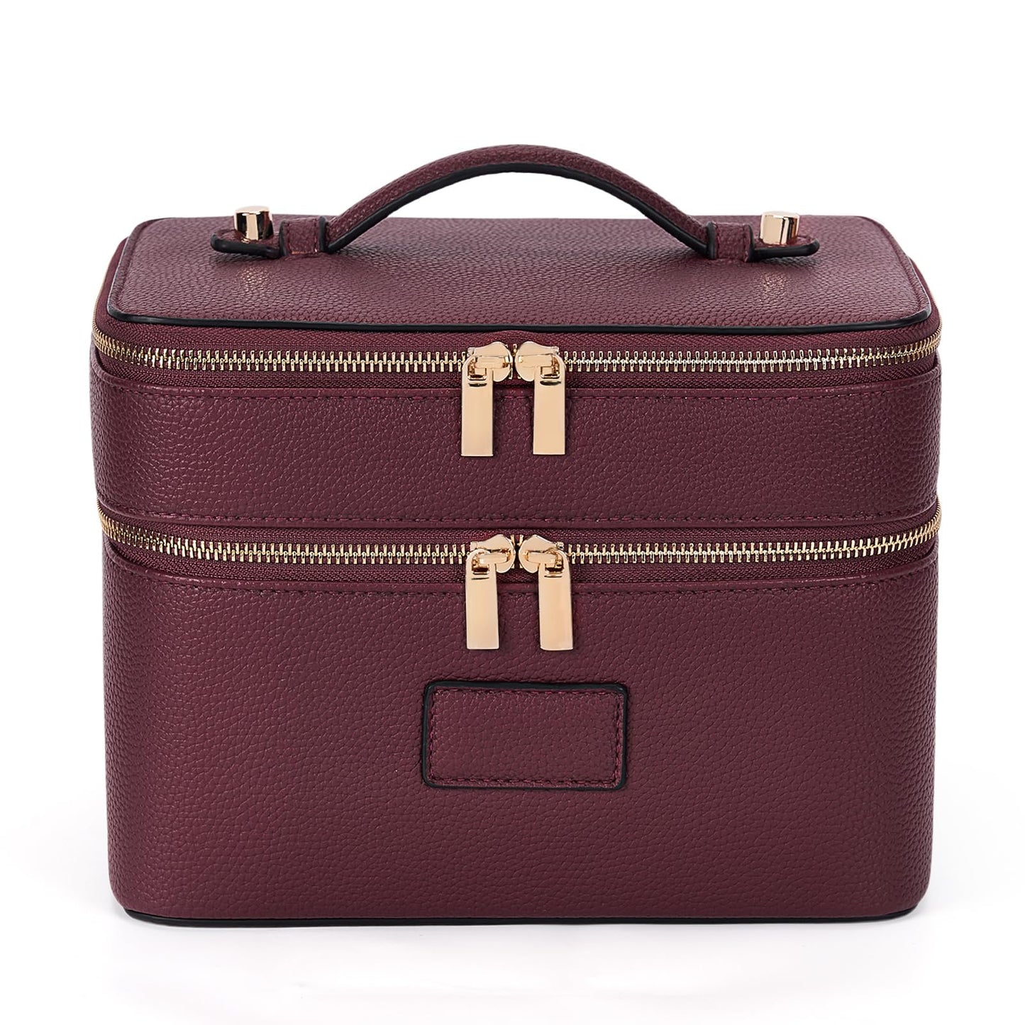 HiTotes Large Makeup Bag Duo Vanity Case for Women Leather Makeup Case Travel Toiletry Bag Portable Double Layer Cosmetic Bag