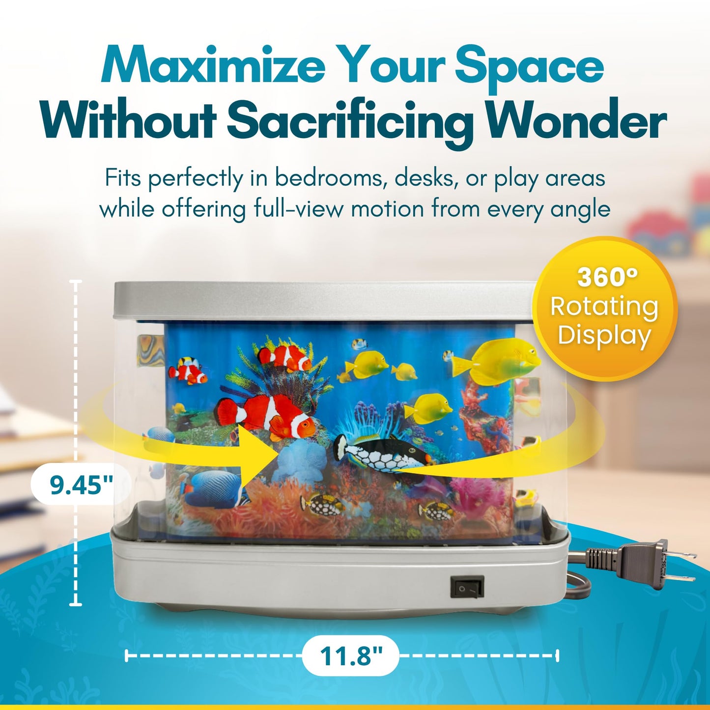 Linda's Essentials Fake Fish Tank Frutiger Aero Fish Lamp - Fake Aquarium Decorative Lamp, Artificial Fish Tank with Moving Fishes, Artificial Baby Aquarium Toy Night Light, Plug in Moving Lamp