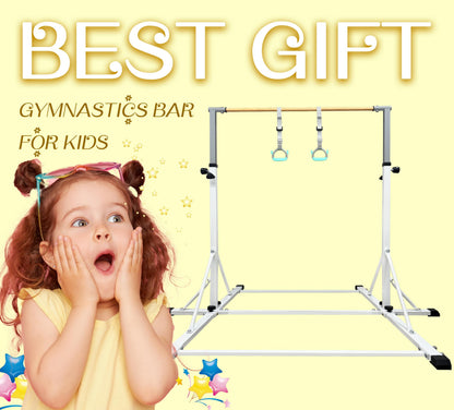 86 York Gymnastics Bar for Kids Ages 3-20, 5FT Base Length, 42" to 63" Adjustable Height, Horizontal Bar, Kip Bar for Gymnast, Gymnastic Training Equipment for Home, Gym Center