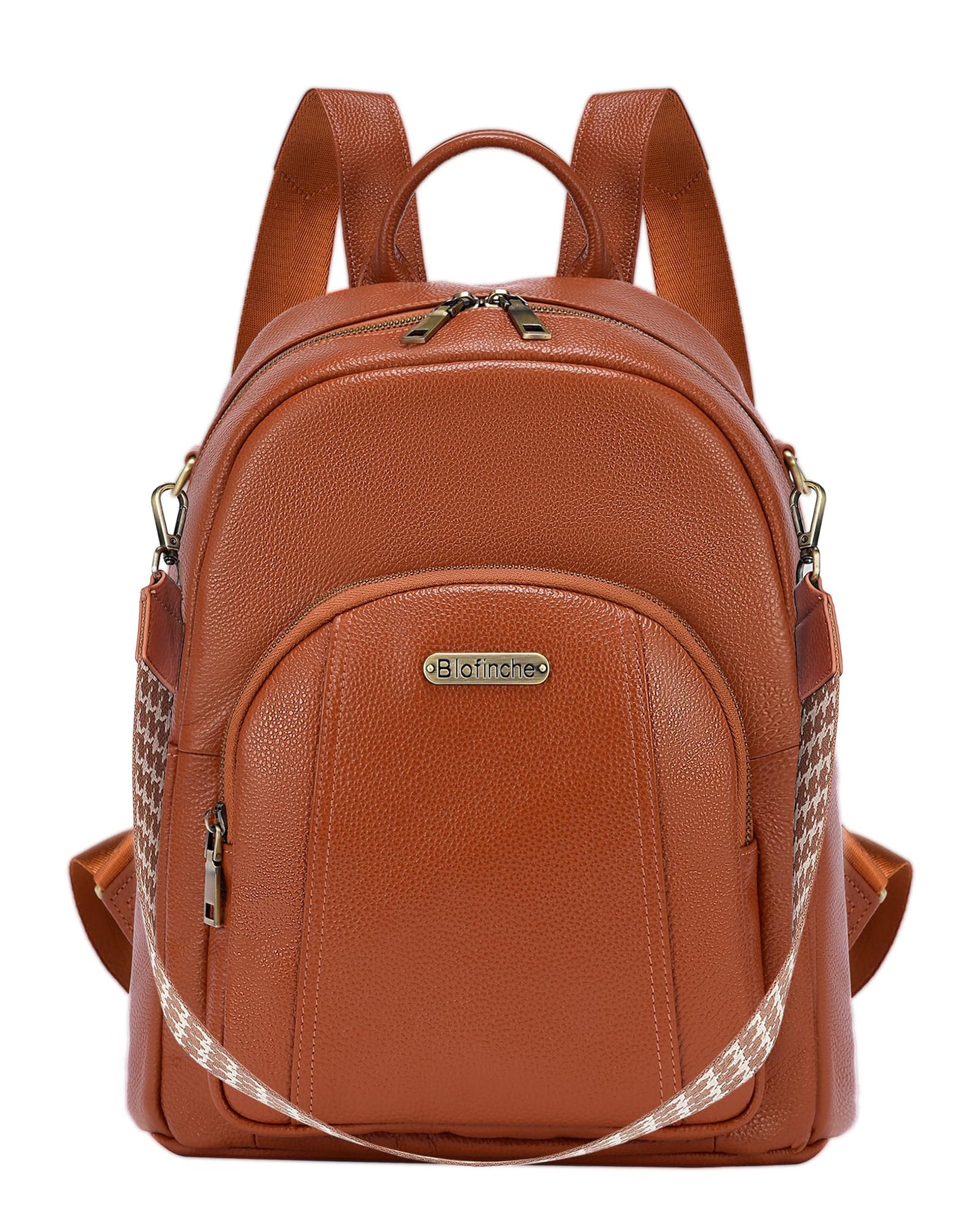 Blofinche Women's Genuine Leather Backpack Purse, 12.9 Inch Laptop Backpack with Anti-Theft Pocket, Stylish Leather Bag for Work & College, Fashion Brown