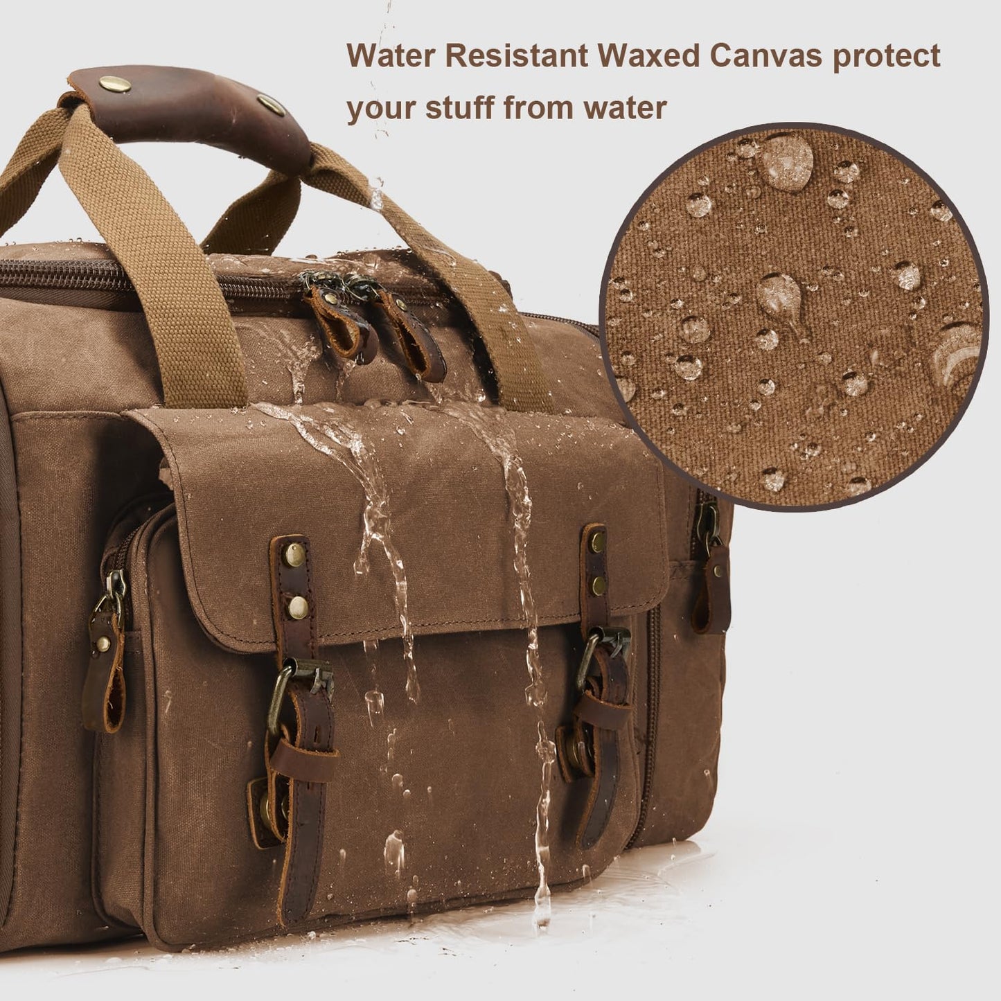 Waxed Canvas Duffel Bag 50L Waterproof Duffle Bag Travel Overnight Weekender Bag