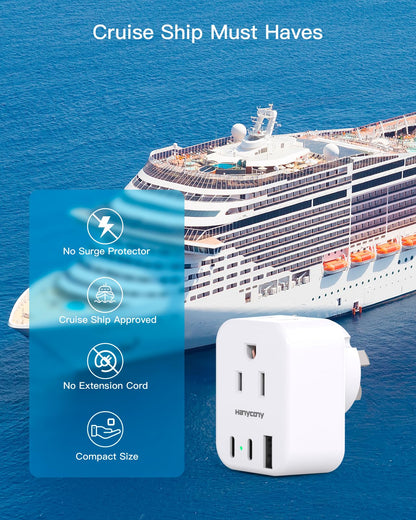 South Africa Travel Plug Adapter, HANYCONY Type M Power Adapter with 2 AC Outlets 3 USB Ports(2 USB C) for US to South Africa Botswana Namibia India Nepal Bhutan Sri Lanka