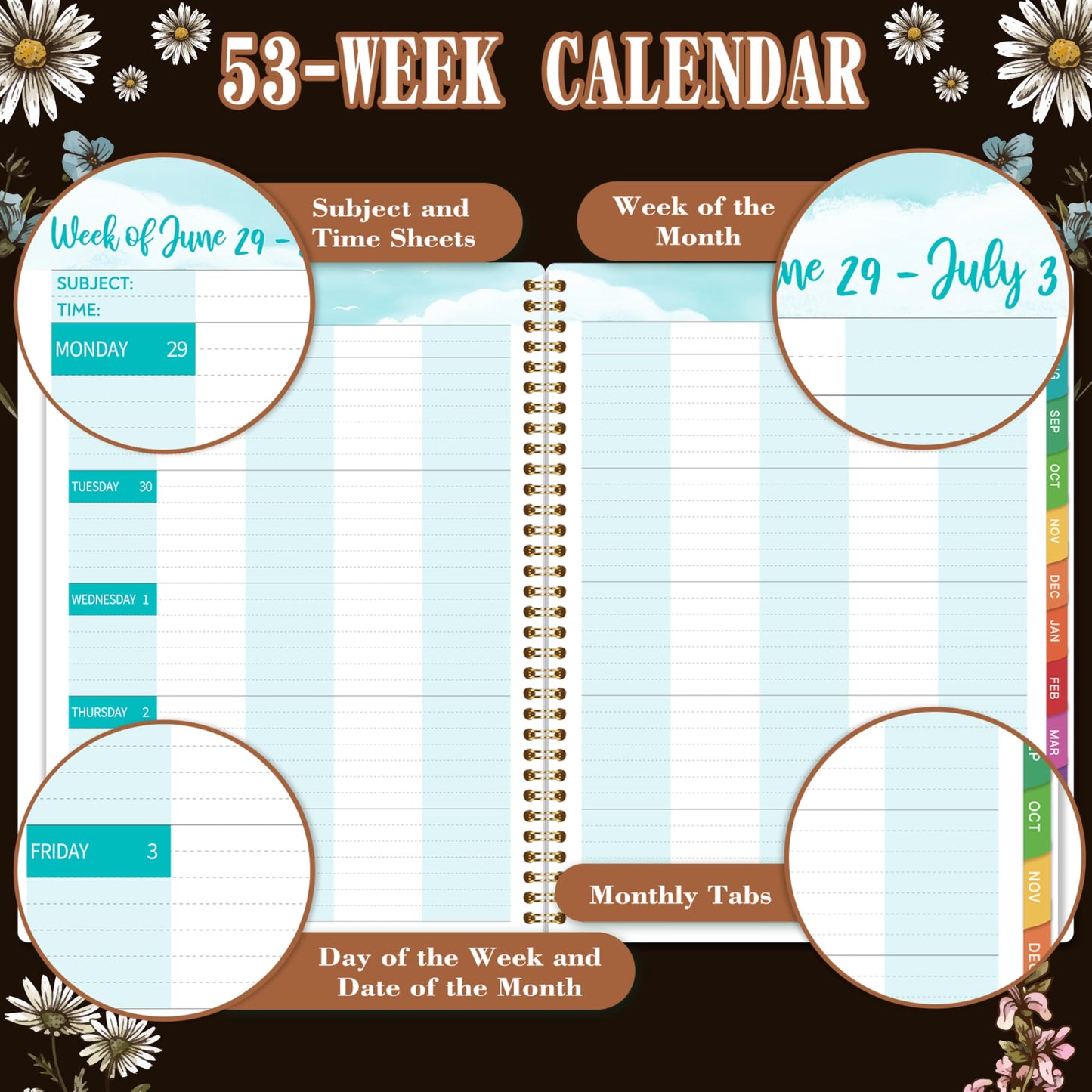 2026-2027 Teacher Planner, Lesson Planner 2026-2027, 8.5" x 11", July 2026 - Jun. 2027, Colorful Monthly Tabs, Inner Pocket