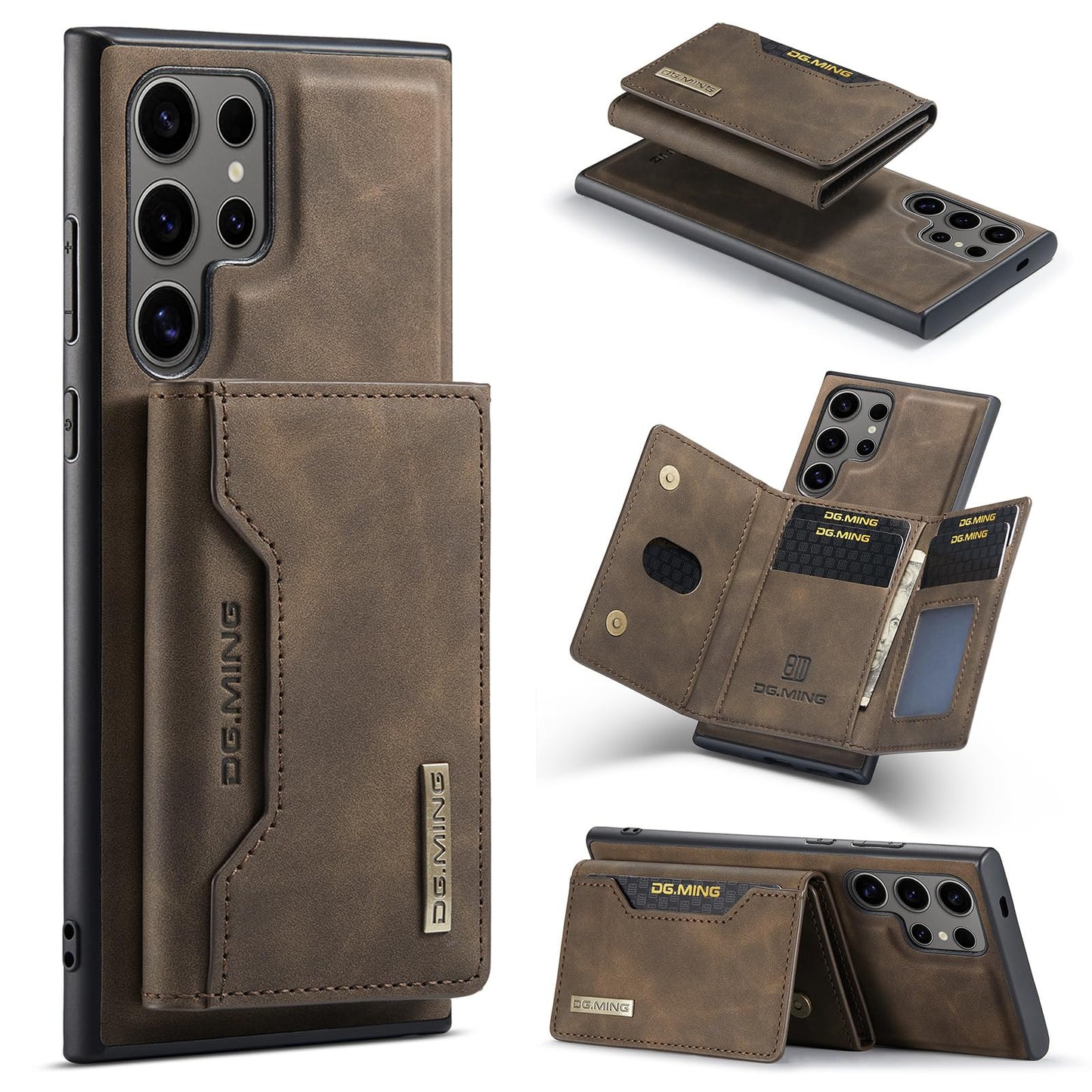 SZHAIYU 2 in 1 Detachable Leather Phone Cases for Samsung Galaxy S24 Ultra 5G Case Wallet with Card Holder Men 6.8'' (Coffee, S24 Ultra)