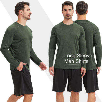 MLYENX 5 Pack Long Sleeve Shirts for Men UPF 50+ UV Sun Protection Quick Dry Moisture Wicking Workout Tee Shirts 3XL