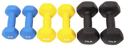 Fitvids BalanceFrom Set of 2 Neoprene Coated Non-Slip Grip Dumbbell Weights, Yellow