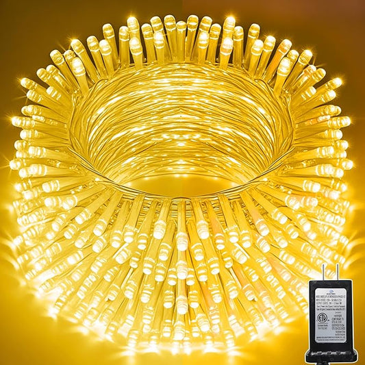 114 FT 350 LED String Lights Outdoor Indoor, Christams String Lights Waterproof 8 Modes & Timer, Fairy Lights Plug in for Bedroom, Weeding, Patio, Party, Holiday,Christmas Decor（Warm White）