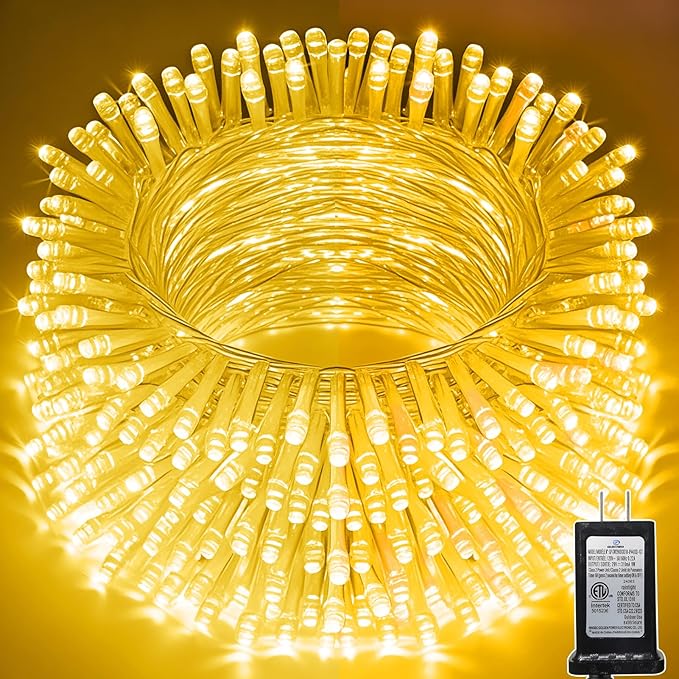 328 FT 1000 LED String Lights Outdoor Indoor, Christams String Lights Waterproof 8 Modes & Timer, Fairy Lights Plug in for Bedroom, Weeding, Patio, Party, Holiday,Christmas Decor (Warm White)