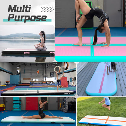 Gymnastics Air Mat 10/13/16/20Ft Inflatable Tumbling Track Mats with Pump 4/6 Inches Think Tumbling Mats Blow Up Training Mat for Home Yoga Cheerleading Water
