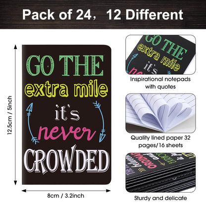 Outus 24 Pieces Mini Inspirational Notepads Motivational Small Pocket Journal Notebook Inspiring Note Pads Gift for School Office Travel Coworkers Supplies, 12 Styles (Classic Style)