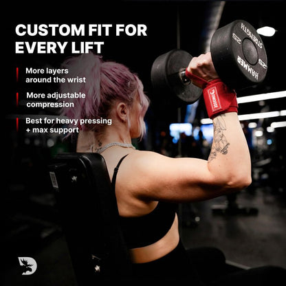 DMoose Fitness Wrist Wraps (IPL Approved) Avoid Injury & Maximize Grip with Thumb Loop, 18" or 12" Gym Wrist Wraps Pair, Wrist Wraps for Weightlifting Men, Wrist Brace for Working Out & Wrist Support