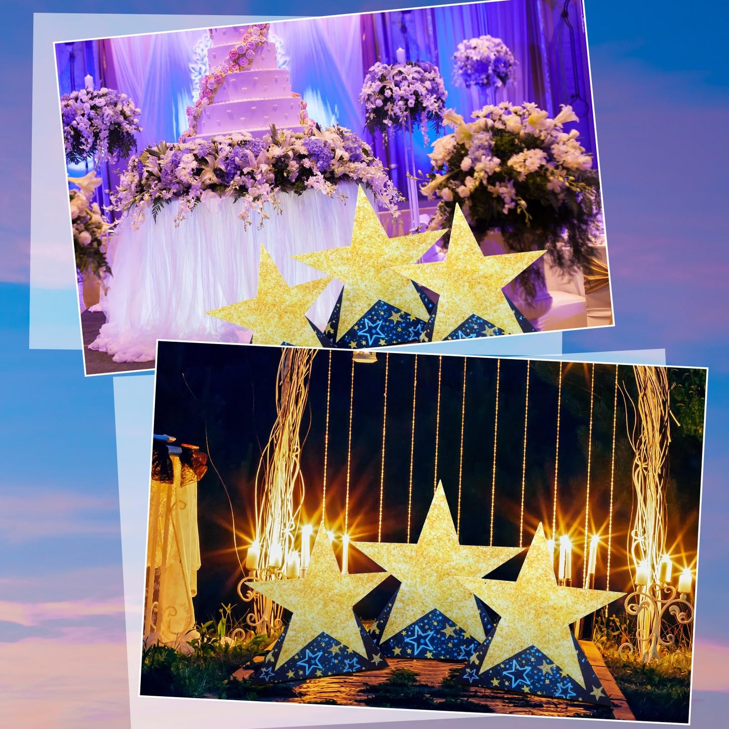 Leinuosen 3 Pcs 25.8"-31.5" Star Starry Night Movie Night Party Decorations Under The Stars Cardboard Cutout Stand-up Twinkle Little Prom Award Homecoming Wedding Birthday Party Photo Prop Backdrop