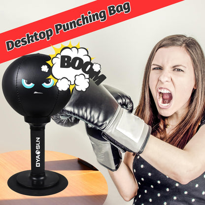 Desktop Punching Bag,Portable Strong Suction Cup Boxing Bag Speed Balls,for Home or Office Boxing Stress Relief Training,Fun Punch Gift for Kids or Adult or Coworker(Black)