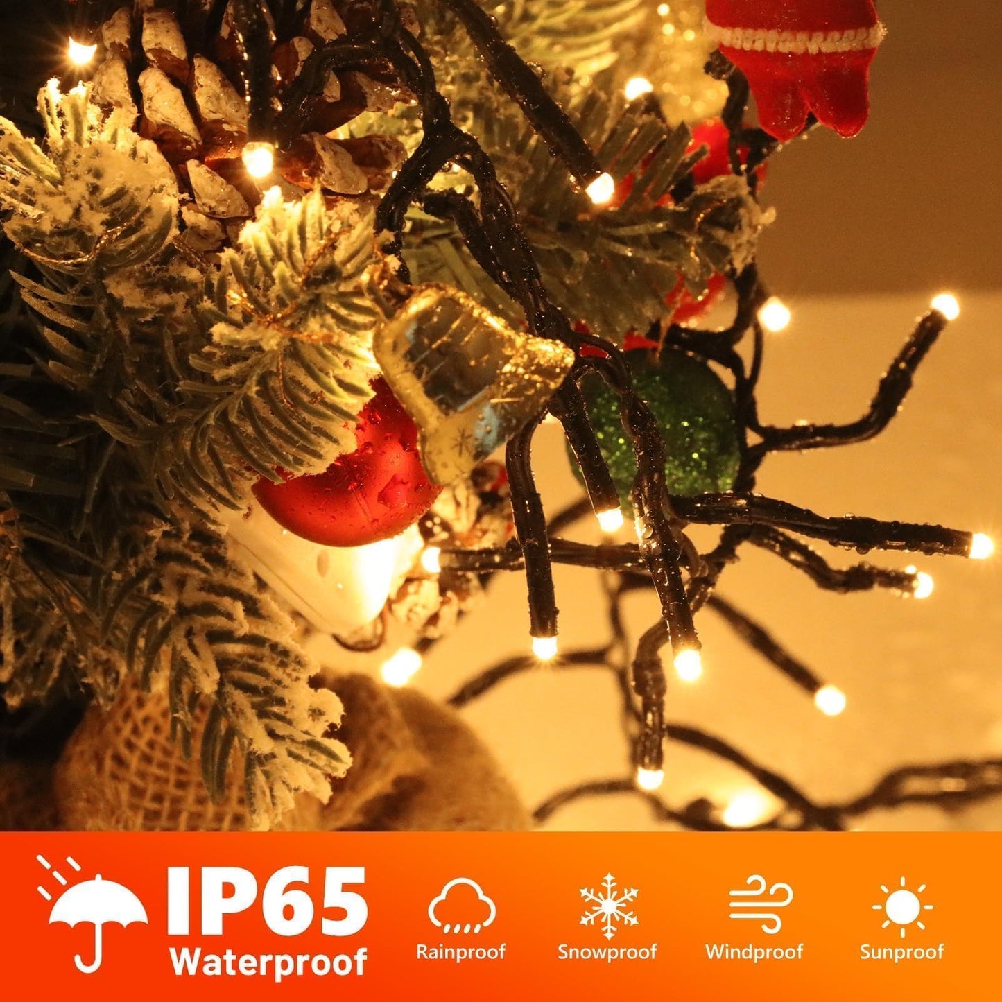 1200 LED 59FT Christmas Cluster Lights, Warm White Christmas Tree Lights Outdoor, Firecrackers String Light with 12 Modes Timer Remote, Waterproof Plug in Twinkle Fairy Light for Xmas Tree Garland
