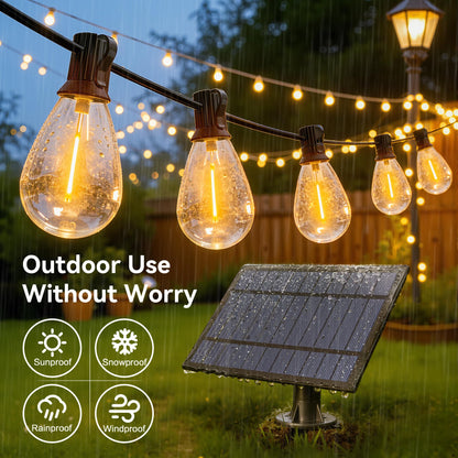 Ollny S11 50FT Solar String Lights Outdoor with Remote, Waterproof Dimmable Patio Lights with Timer & 3 Lighting Modes, 16 Shatterproof Edison Bulbs, String Lights for Outside Backyard Party Décor