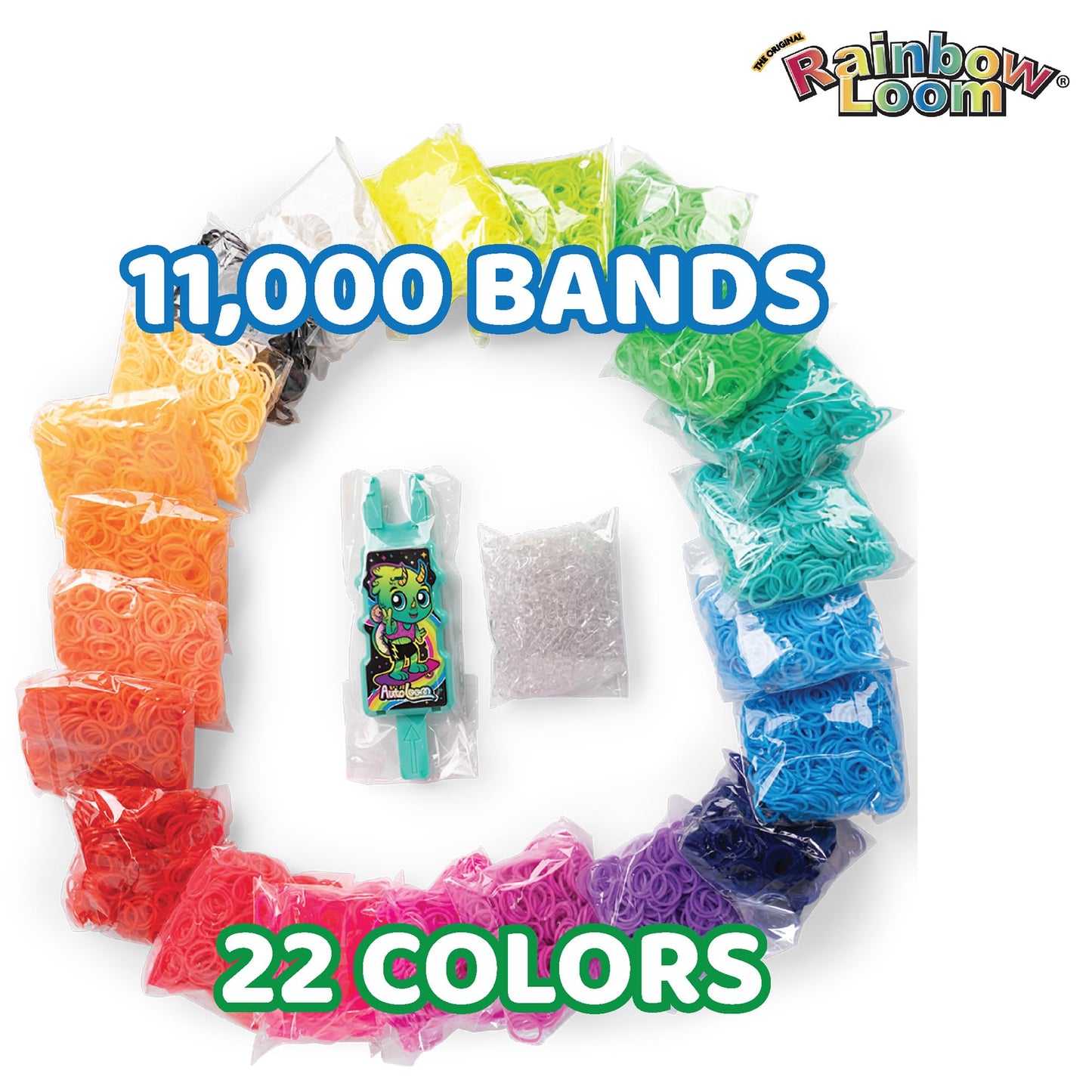 Rainbow Loom: 11,000 Neon Bands AutoLoom Refill Mega Pack + AutoLoom Tool, 22 Bright Colors – Ultimate DIY Bracelet & Jewelry Making Kit for Kids 7+