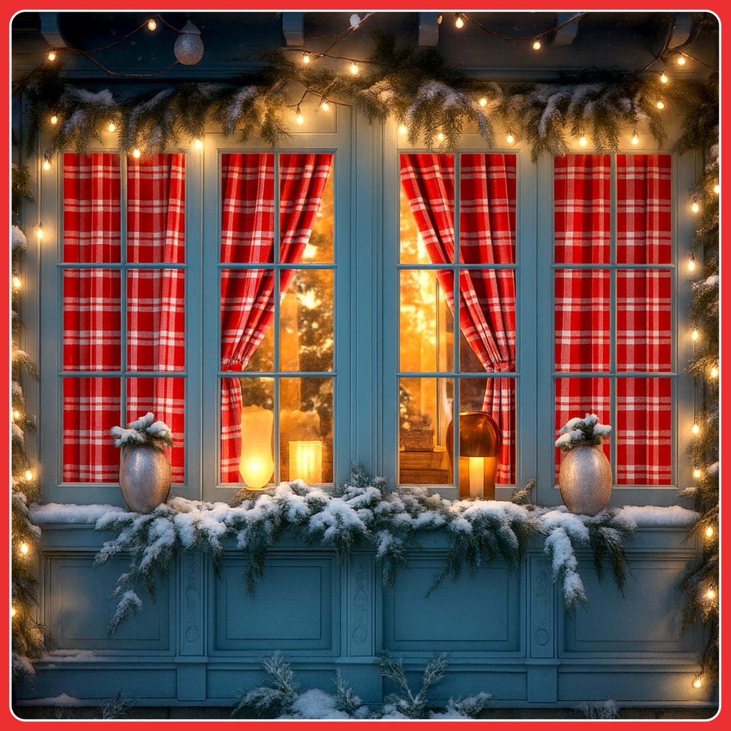 Fanfanwin Red and White Plaid Curtains Buffalo Plaid Curtain Farmhouse Valentine's Day Window Drapes for Living Room Bathroom Home Decoration