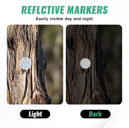 Reflective Trail Markers - 100pcs Glow Bright Eyes Metal Tacks for Hunting, Hiking & Camping | Storage Box Included