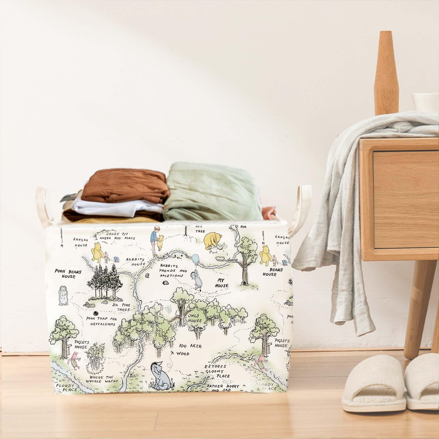 ZsaTuiy Winnie Nursery Baby Stuff, Winnie Storage Basket, Winnie Nursery Storage Baske Storage Basket With A Waterproof PE Coating, Storage Baskets Suitable For Bathroom and Bedroom