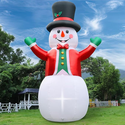 FunFanso 12 FT Christmas Inflatable Giant Snowman Outdoor Decorations, Blow up Snow Man Wear Magic Hat & Red Suit, Built-in Bright LED Lights for Holiday Lawn Yard Garden Patio Porch Xmas Party Decor
