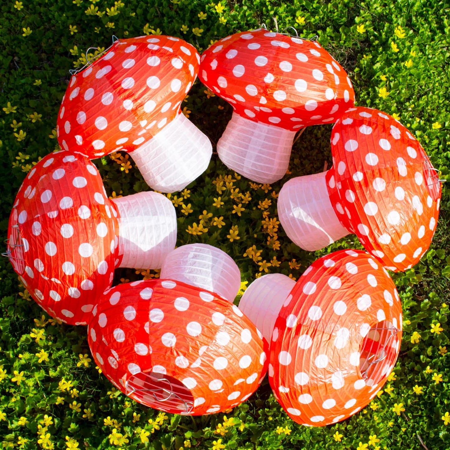 6Pcs Mushroom Lantern, 3D Mushroom Ornament Wonderland Theme Party Supplies for Nursery Garden Christmas Halloween Party Decoration 7.89 x 7.29inch(Orange-red)