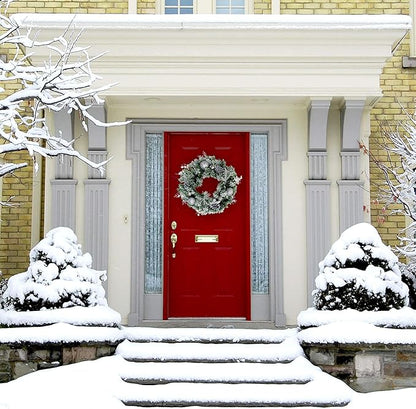 Fraser Hill Farm 24" Christmas Frosted Wreath Door Hanging with Ornaments, Pinecones, and Berries, Artificial Holiday Hanging Decoration for Door, Wall, Mantel