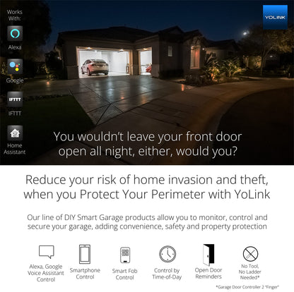 YoLink Smart Garage Door Sensor, Garage Door Position Sensor with Door Left-Open Reminders, Alexa, Google, IFTTT, Home Assistant (Hub Required)