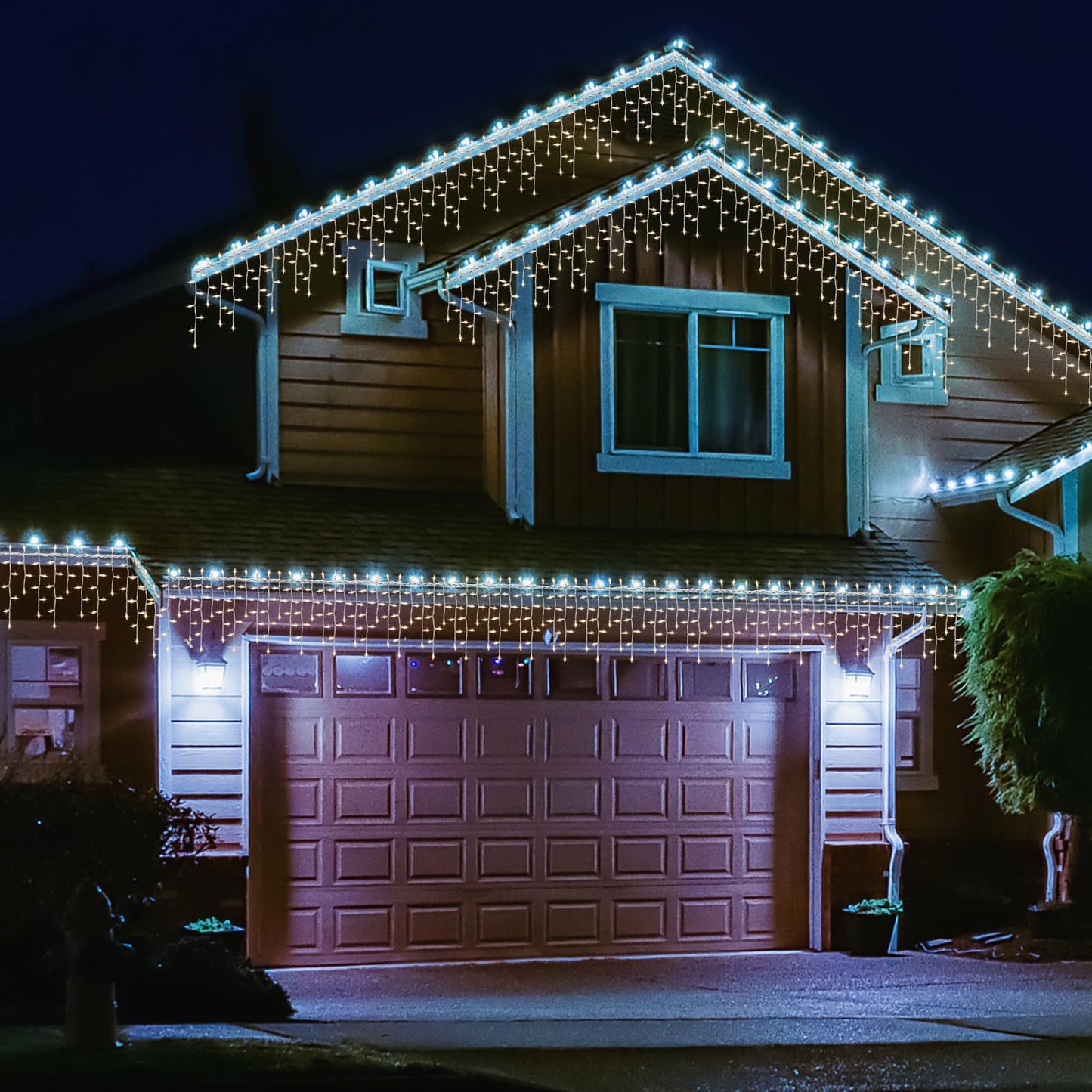LAMPHOME 6.2FT 100 Clear Icicle Lights, White Wire, Indoor/Outdoor Christmas Holiday Lights