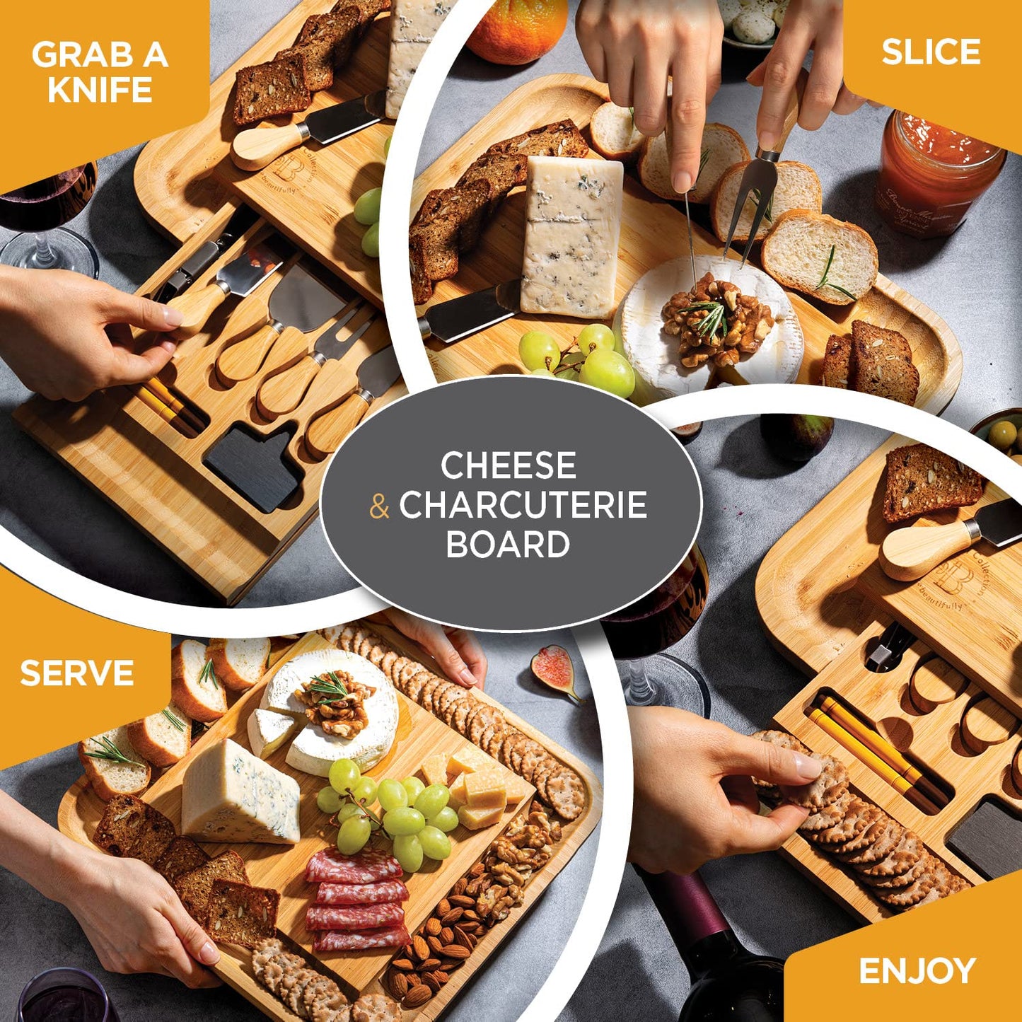 Charcuterie Board Gift Set - Bamboo Cheese Board and Knife Set - Housewarming Gifts for New Home, Wedding Gifts for Couples 2025, Bridal Shower Gifts, Birthday Gifts for Women