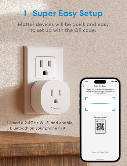 meross Matter Smart Plug Mini, FFS Easy Setup, 100% Privacy Smart Outlet, Compact Size, Support Apple Home, Alexa, Google Home with Schedule and Timer, App and Voice Control, 2.4G Wi-Fi Only (4 Pack)