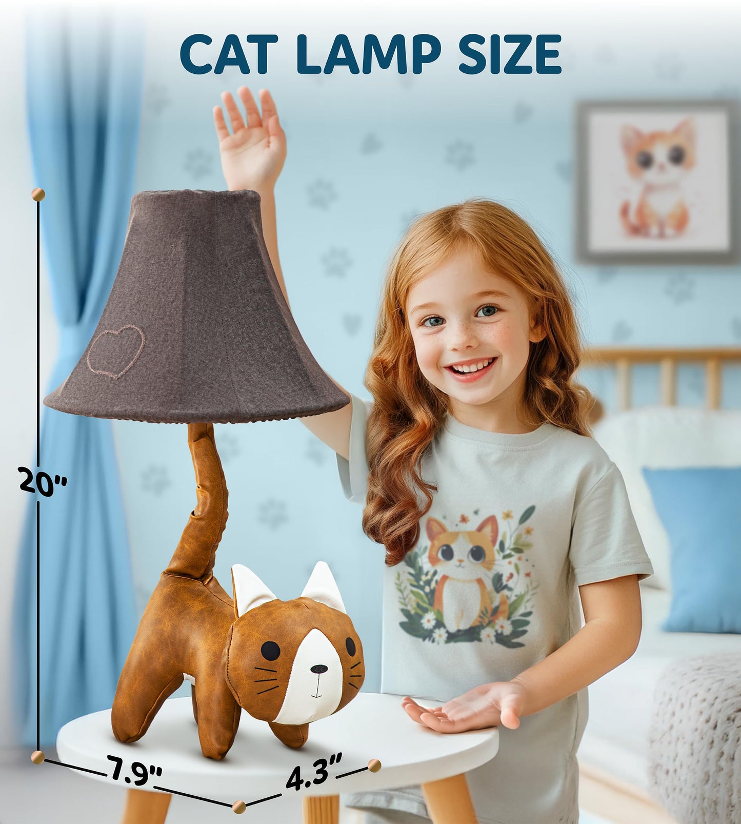 Cat Lamp for Girls Bedroom - 20", Animal Lamp for Kids Room - Cute Christmas Gifts, Birthday Gifts for All Ages: Toddler Boys, Children, Grandkids 3 4 5 and Up Years Old, Sister, Brother, Sibling